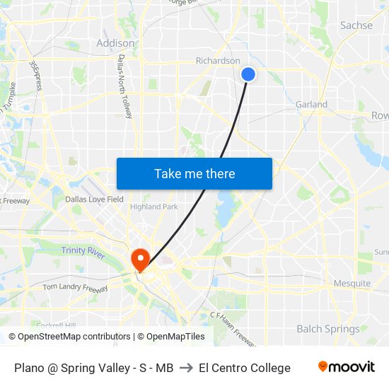 Plano @ Spring Valley - S - MB to El Centro College map