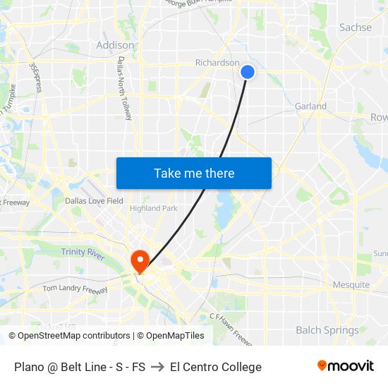 Plano @ Belt Line - S - FS to El Centro College map