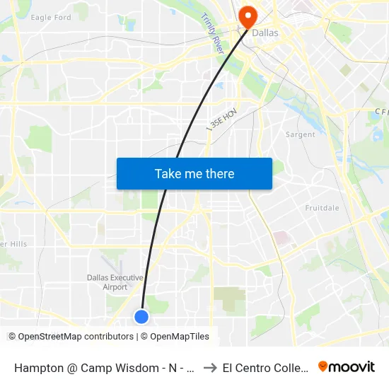 Hampton @ Camp Wisdom - N - FS to El Centro College map