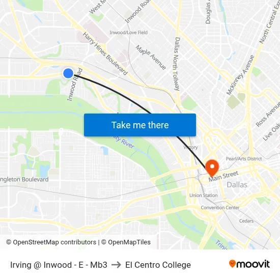 Irving @ Inwood - E - Mb3 to El Centro College map