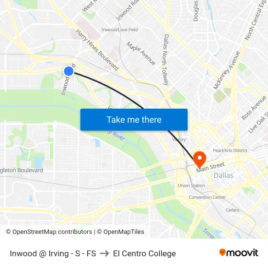 Inwood @ Irving - S - FS to El Centro College map