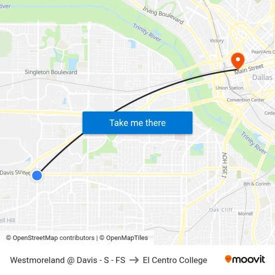 Westmoreland @ Davis - S - FS to El Centro College map