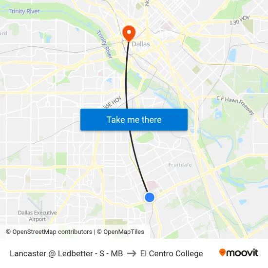 Lancaster @ Ledbetter - S - MB to El Centro College map