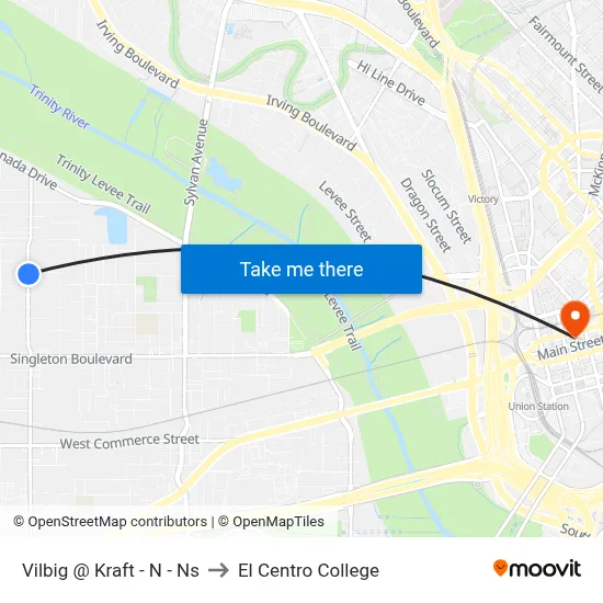 Vilbig @ Kraft - N - Ns to El Centro College map