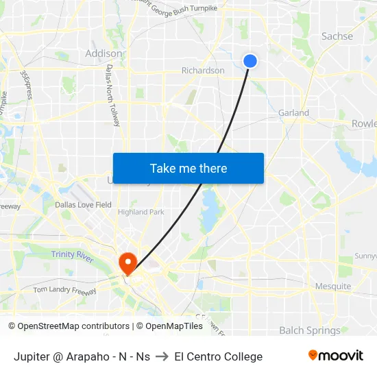 Jupiter @ Arapaho - N - Ns to El Centro College map