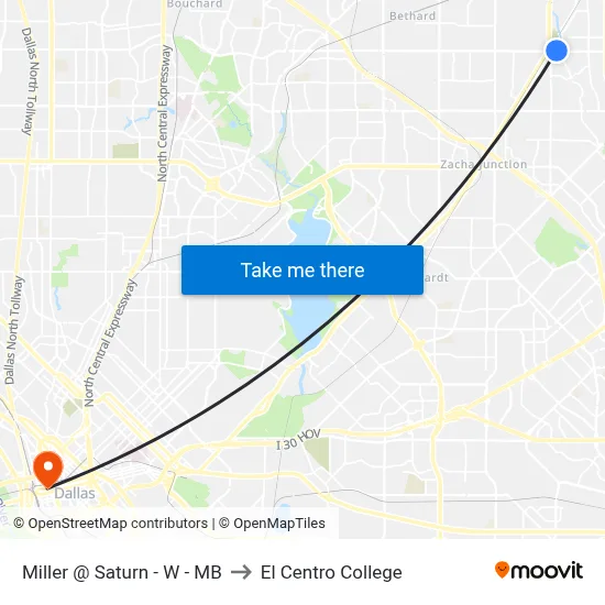 Miller @ Saturn - W - MB to El Centro College map