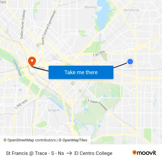 St Francis @ Trace - S - Ns to El Centro College map