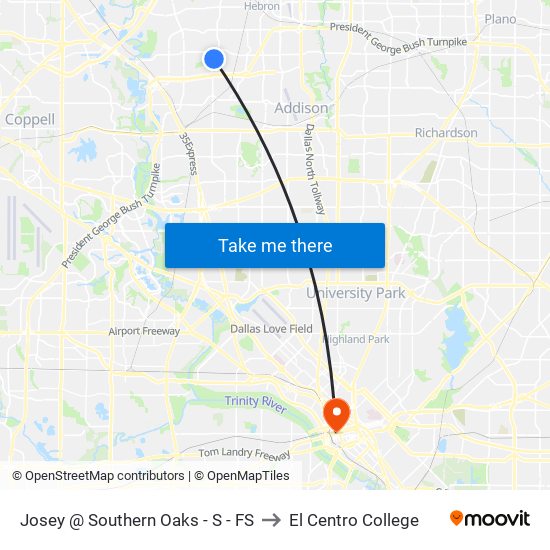 Josey @ Southern Oaks - S - FS to El Centro College map