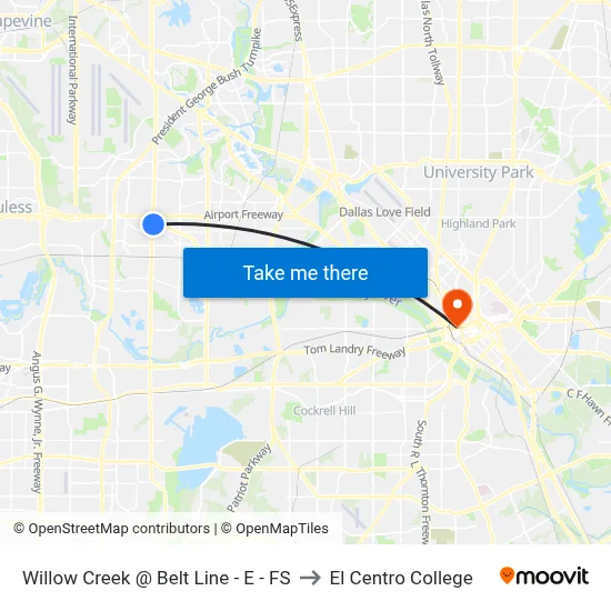 Willow Creek @ Belt Line - E - FS to El Centro College map