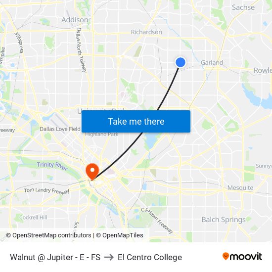 Walnut @ Jupiter - E - FS to El Centro College map