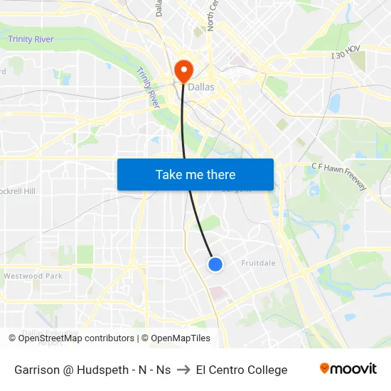 Garrison @ Hudspeth - N - Ns to El Centro College map