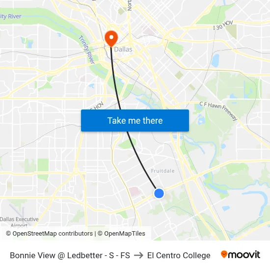 Bonnie View @ Ledbetter - S - FS to El Centro College map