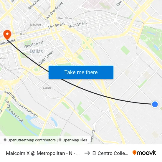 Malcolm X @ Metropolitan - N - Ns to El Centro College map