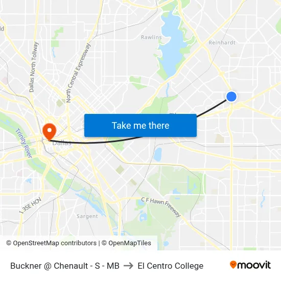 Buckner @ Chenault - S - MB to El Centro College map