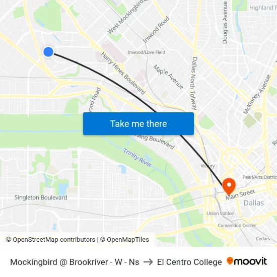Mockingbird @ Brookriver - W - Ns to El Centro College map