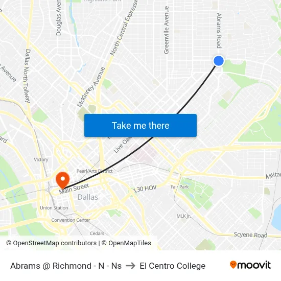 Abrams @ Richmond - N - Ns to El Centro College map