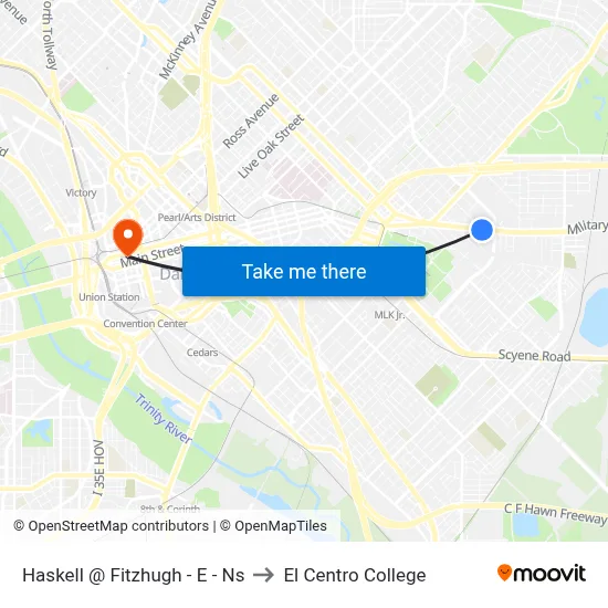 Haskell @ Fitzhugh - E - Ns to El Centro College map