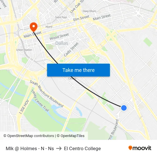 Mlk @ Holmes - N - Ns to El Centro College map