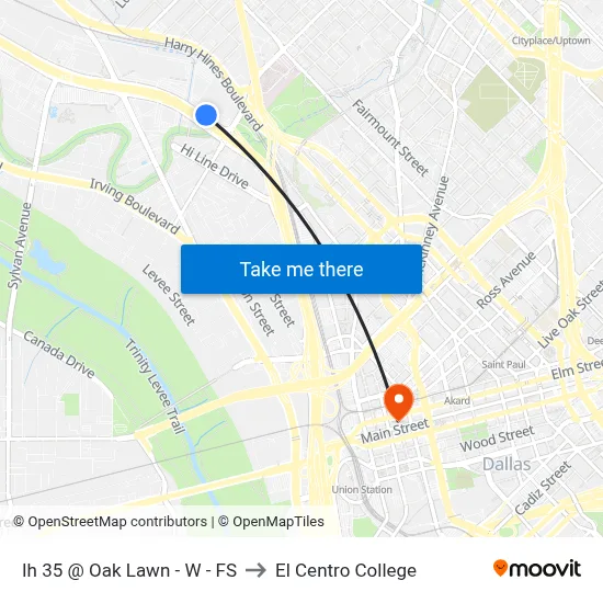 Ih 35 @ Oak Lawn - W - FS to El Centro College map