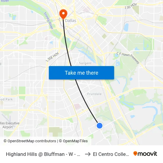 Highland Hills @ Bluffman - W - Ns to El Centro College map
