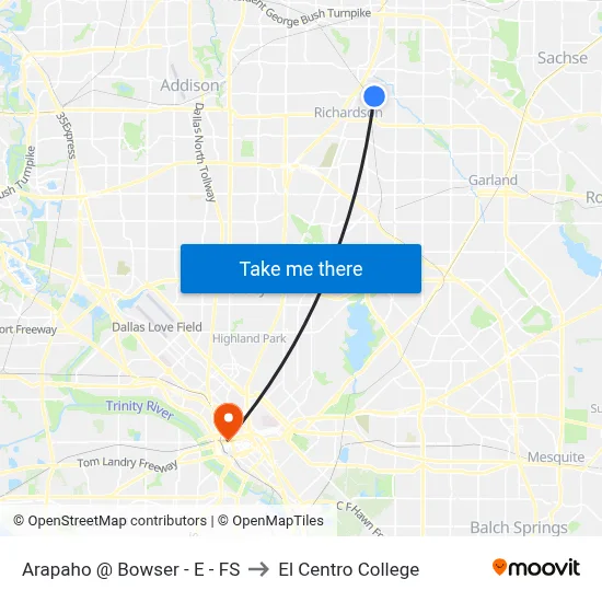 Arapaho @ Bowser - E - FS to El Centro College map