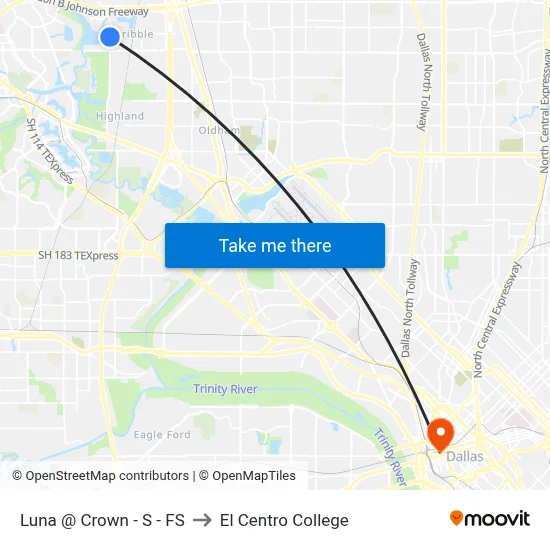 Luna @ Crown - S - FS to El Centro College map
