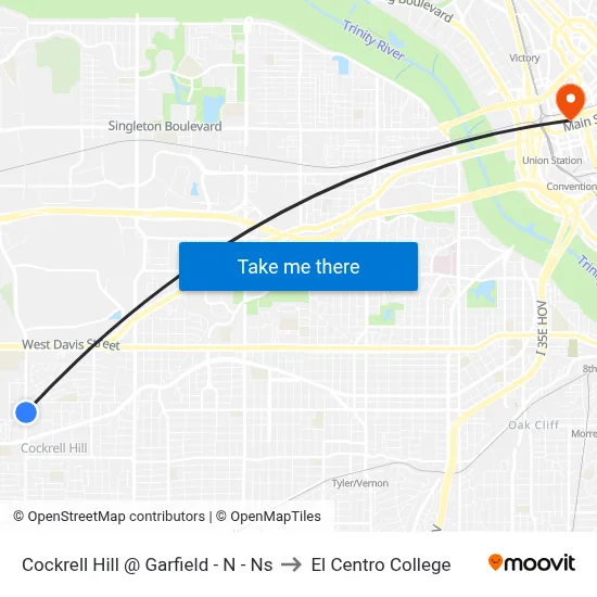 Cockrell Hill @ Garfield - N - Ns to El Centro College map