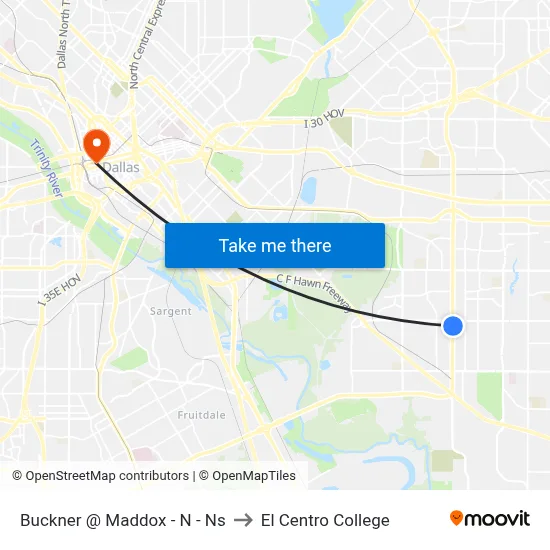 Buckner @ Maddox - N - Ns to El Centro College map