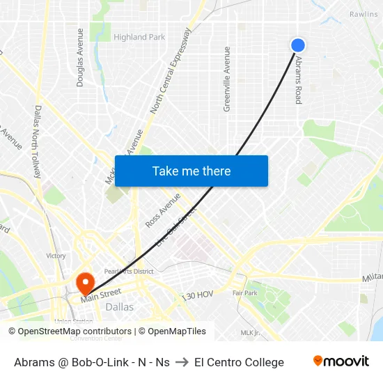 Abrams @ Bob-O-Link - N - Ns to El Centro College map