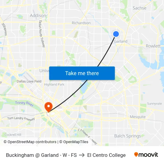 Buckingham @ Garland - W - FS to El Centro College map