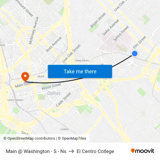 Main @ Washington - S - Ns to El Centro College map