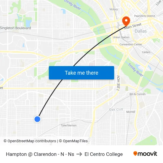 Hampton @ Clarendon - N - Ns to El Centro College map