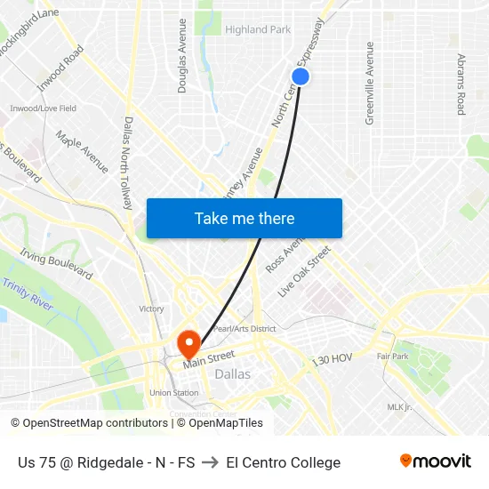 Us 75 @ Ridgedale - N - FS to El Centro College map