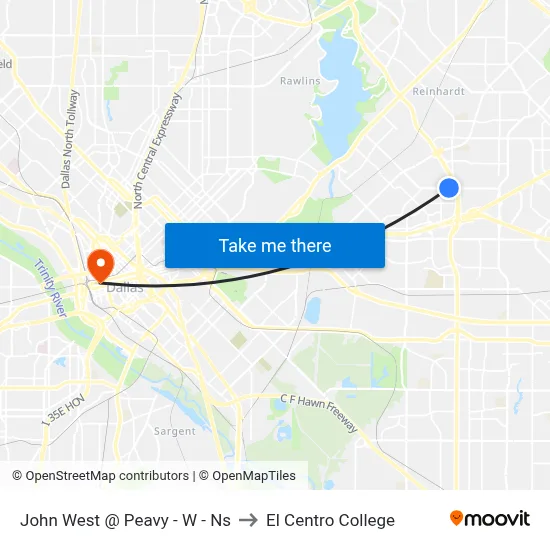 John West @ Peavy - W - Ns to El Centro College map