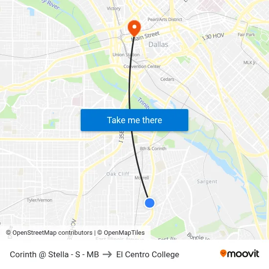 Corinth @ Stella - S - MB to El Centro College map