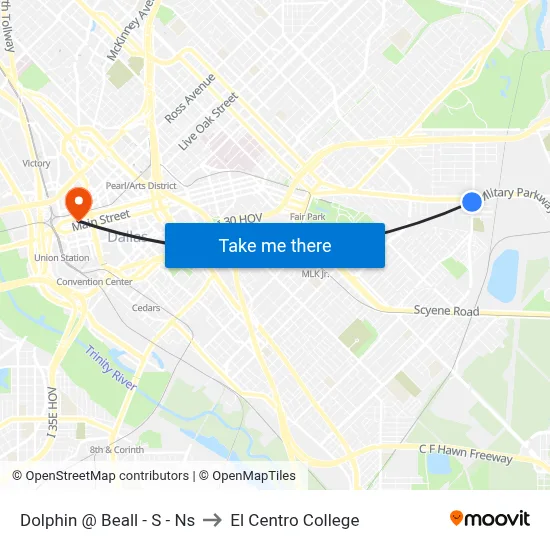 Dolphin @ Beall - S - Ns to El Centro College map