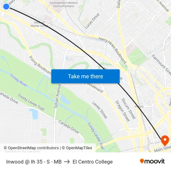 Inwood @ Ih 35 - S - MB to El Centro College map