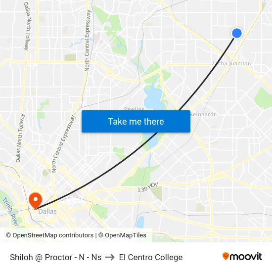 Shiloh @ Proctor - N - Ns to El Centro College map