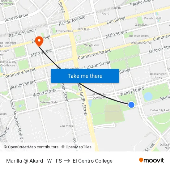 Marilla @ Akard - W - FS to El Centro College map