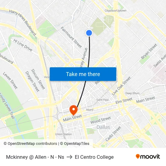 Mckinney @ Allen - N - Ns to El Centro College map