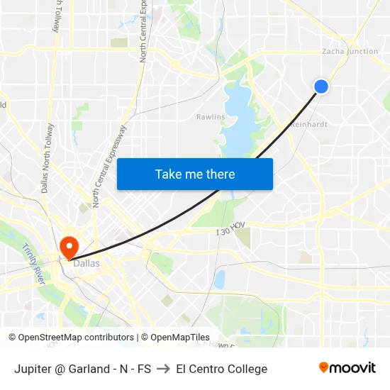 Jupiter @ Garland - N - FS to El Centro College map