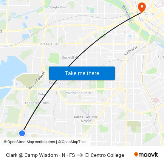 Clark @ Camp Wisdom - N - FS to El Centro College map