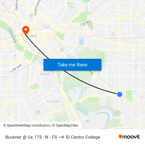 Buckner @ Us 175 - N - FS to El Centro College map