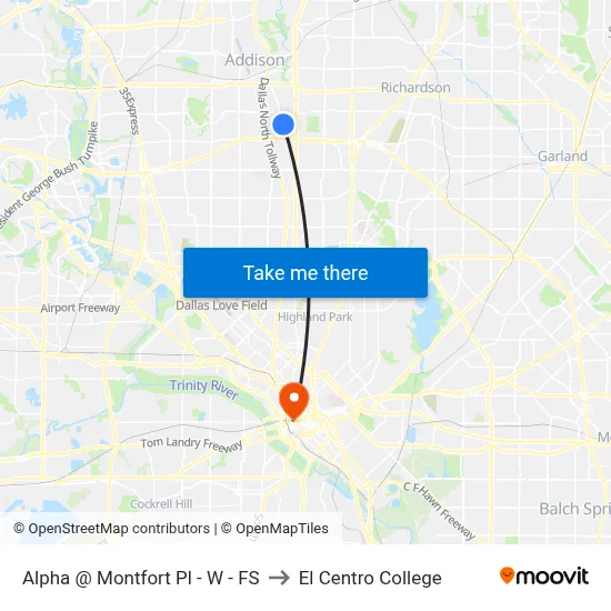 Alpha @ Montfort Pl - W - FS to El Centro College map