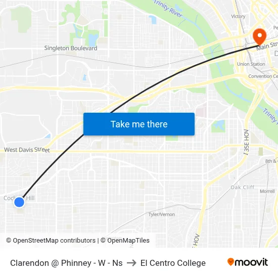Clarendon @ Phinney - W - Ns to El Centro College map