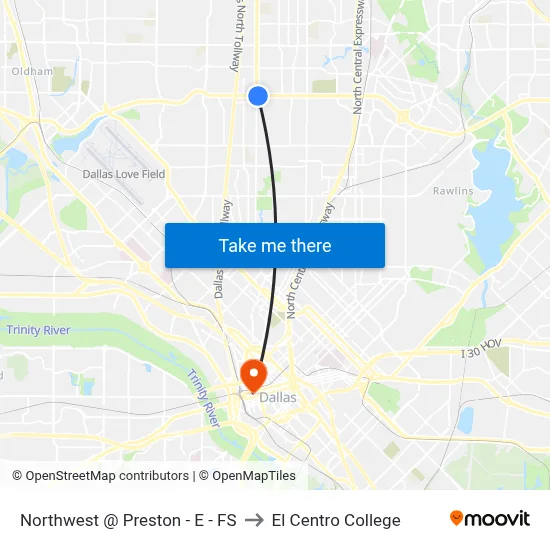 Northwest @ Preston - E - FS to El Centro College map