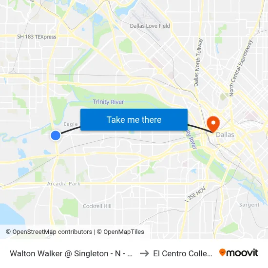 Walton Walker @ Singleton - N - Ns to El Centro College map