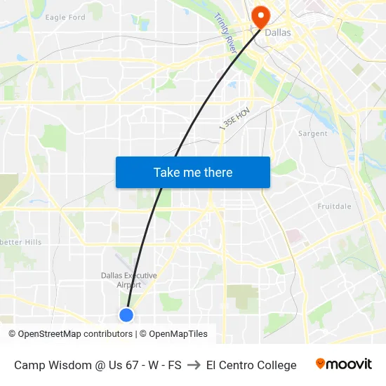 Camp Wisdom @ Us 67 - W - FS to El Centro College map