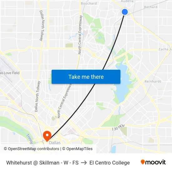 Whitehurst @ Skillman - W - FS to El Centro College map