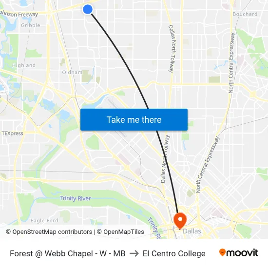 Forest @ Webb Chapel - W - MB to El Centro College map